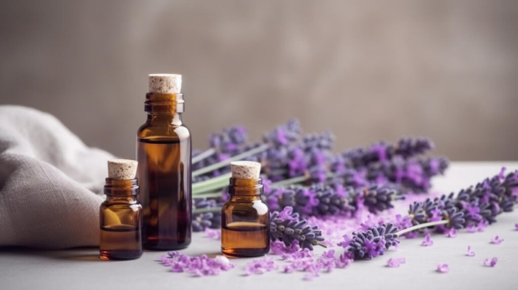 Boccetta di olio essenziale di lavanda