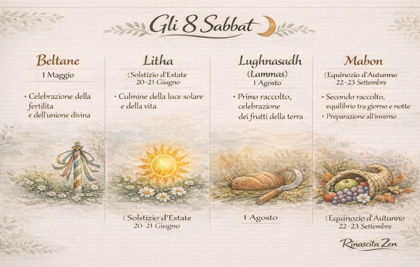 Ruota dell’anno, 8 Sabbat: significato spirituale e percorso di consapevolezza 8 Sabbat celtici beltane litha lughanasadh Mabon
