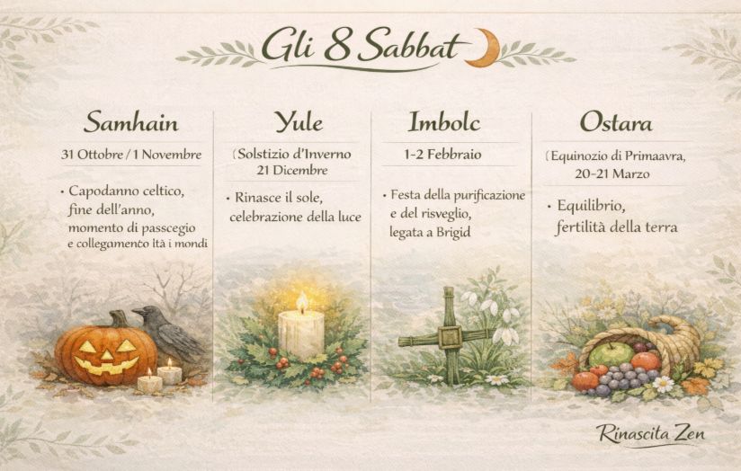 Ruota dell’anno, 8 Sabbat: significato spirituale e percorso di consapevolezza 8 sabbat ruota dell'anno samhain yule imbolc ostara